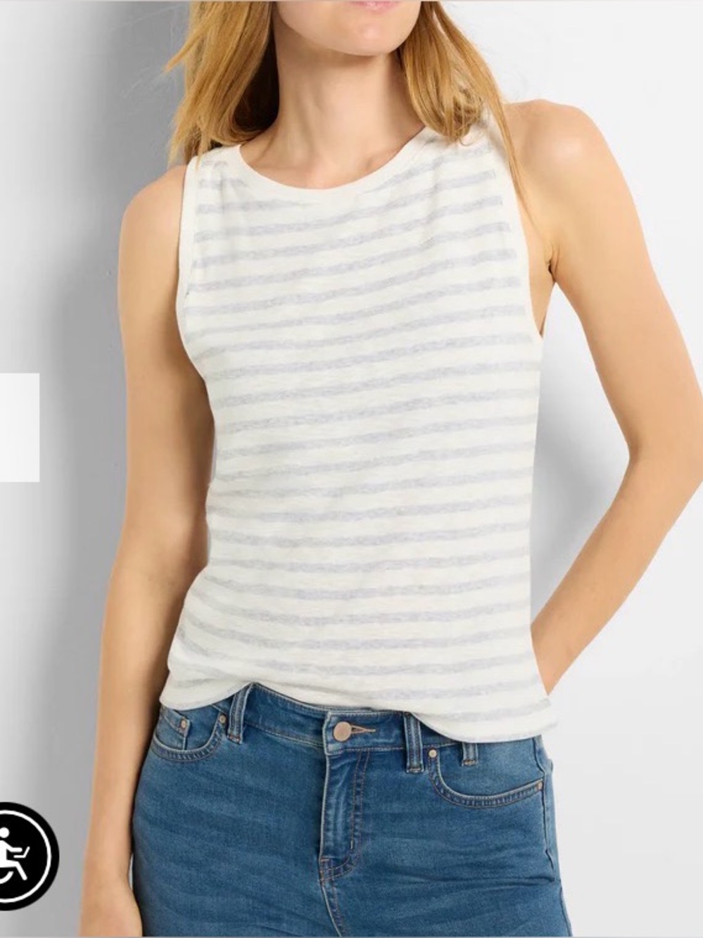 Nic+Zoe Striped Boat Neck Tank Top - White & Light Gray